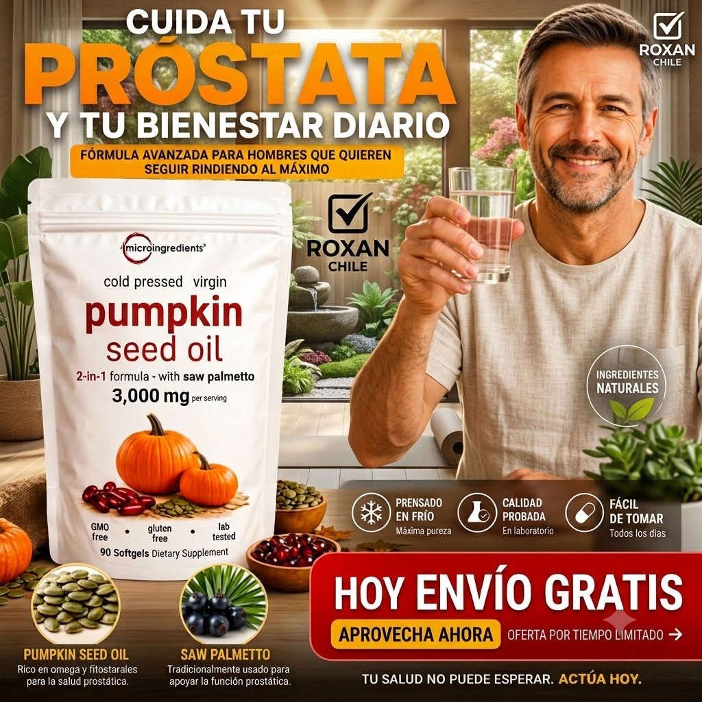 Pumpkin Seed Oil Microingredients® 3000 mg + Saw Palmetto - Apoya tu Salud Prostática y fortalece tu cabello desde hoy